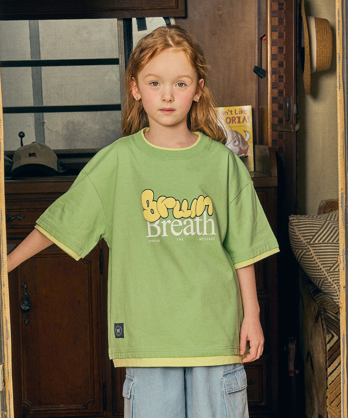 브라운브레스 키즈(BROWNBREATH KIDS) KIDS LAYERED TEE - GREEN