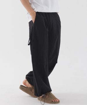 나일론 와이드 카펜터 스트링 팬츠 (블랙)