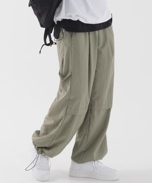 나일론 와이드 카펜터 스트링 팬츠 (연카키)