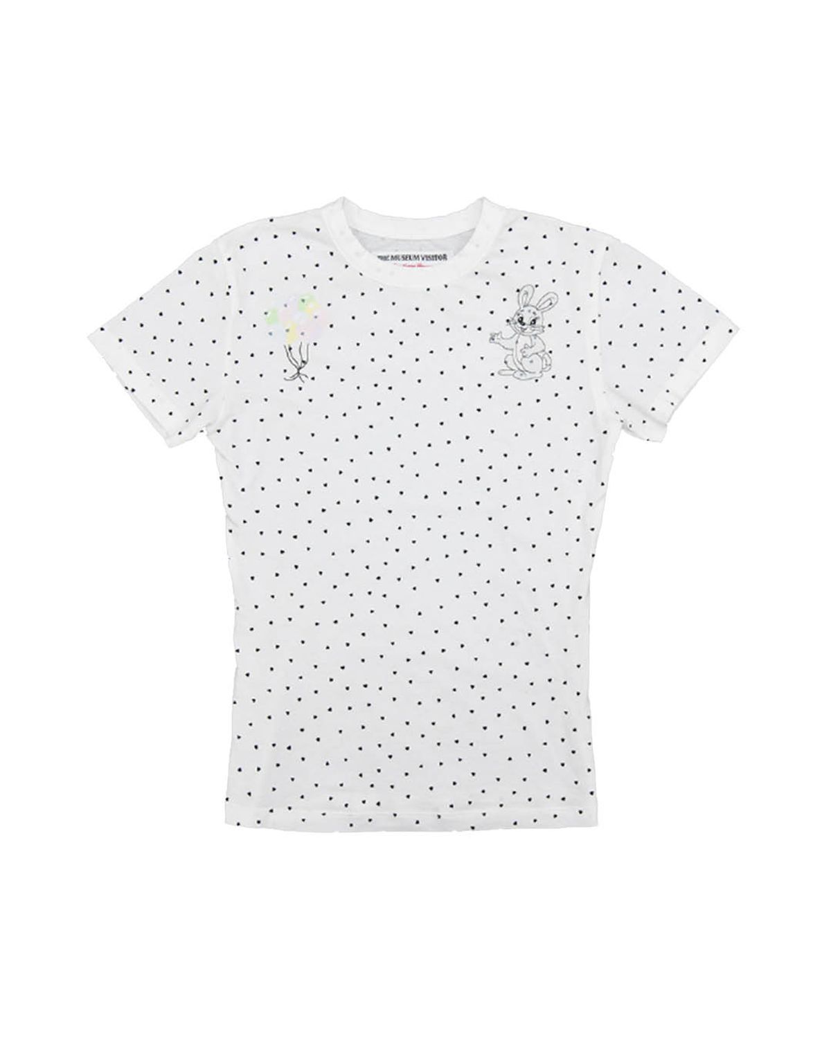 더뮤지엄비지터(THEMUSEUMVISITOR) RABBIT PRINTED HEART T-SHIRTS (WHITE)