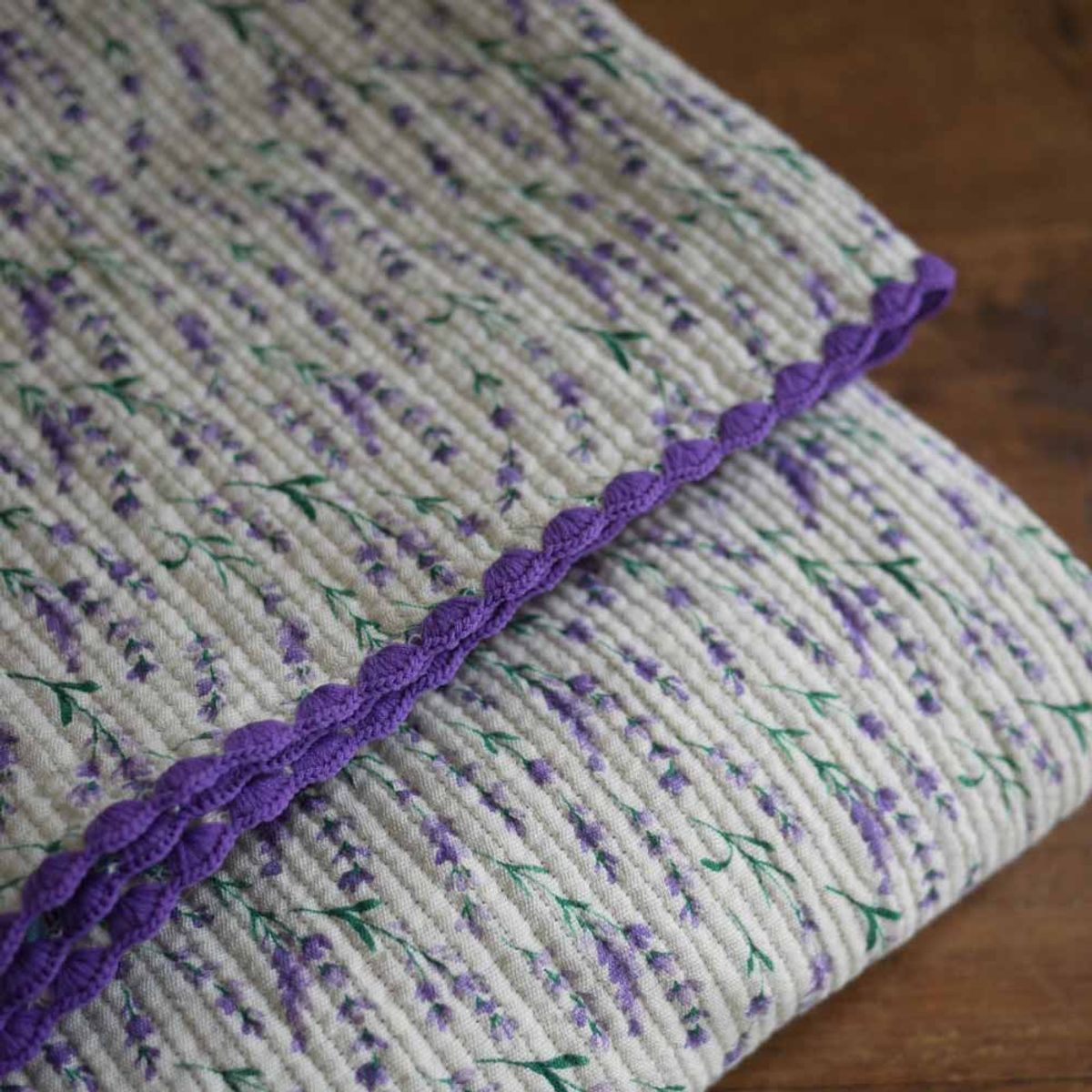 봄봄패브릭스(BOMBOM FABRICS) Triple Cotton blanket (violet small flower + sky stripe)