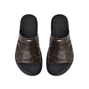 Slouchy Goatskin Slides_Brown