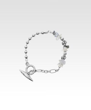 플라워 비즈 체인 브레이슬렛 실버