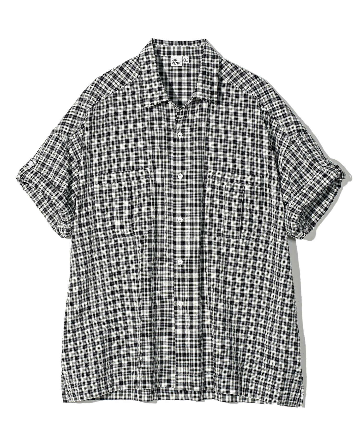 PARTIMENTOのMadras Check Roll Up Half Shirt MUSINSA | PARTIMENTO Madras Check Roll Up Half Shirt Navy