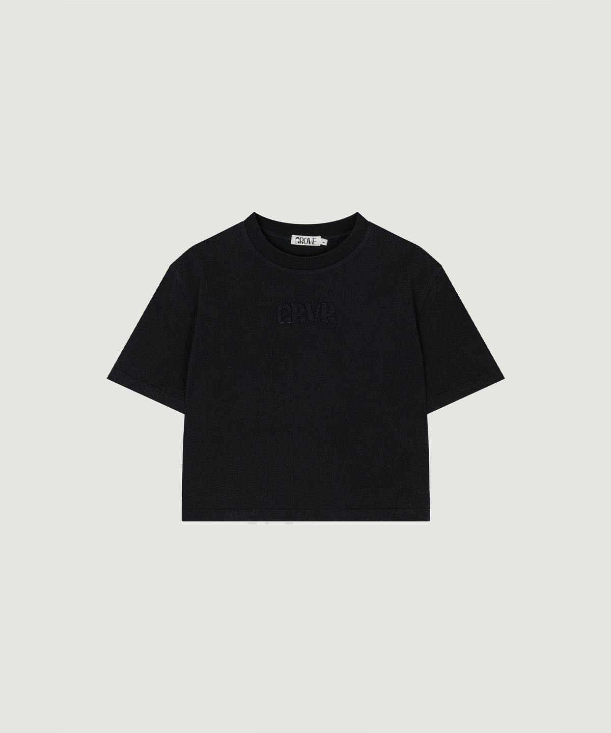 그로브(GROVE) GRVR APPLIQUE T-SHIRT (BLACK)