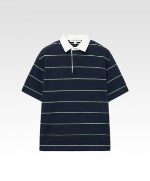 리니어 스트라이프 폴로 셔츠 네이비