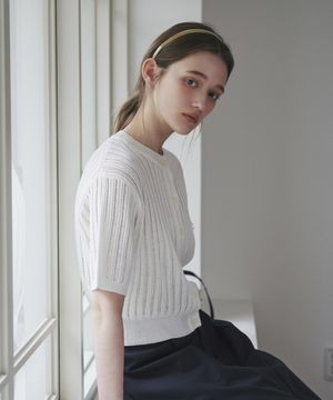 펀칭 라운드 니트 가디건 아이보리