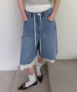 DENIM WRAP SKIRT SHORTS (blue)