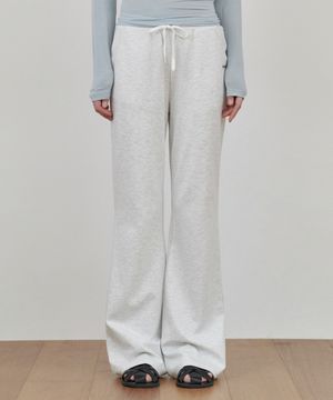 플레어드 와이드 팬츠 화이트 멜란지