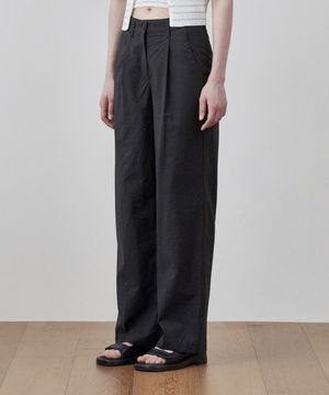 원턱 와이드 슬랙스 블랙