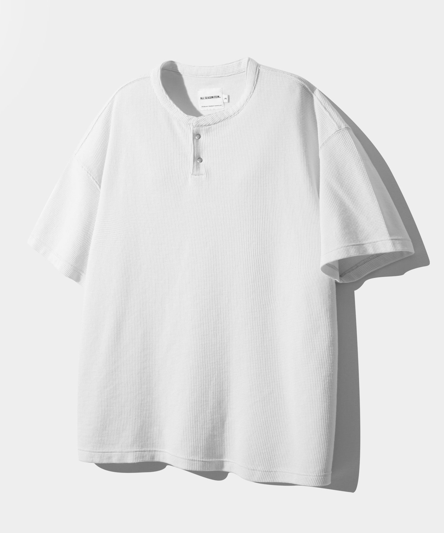 MUSINSA | DIMITRI BLACK ASI Essential Waffle Henley Neck