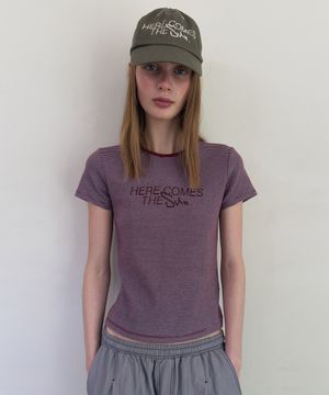 STRIPE GRAPHIC PRINTING TEE (burgundy)