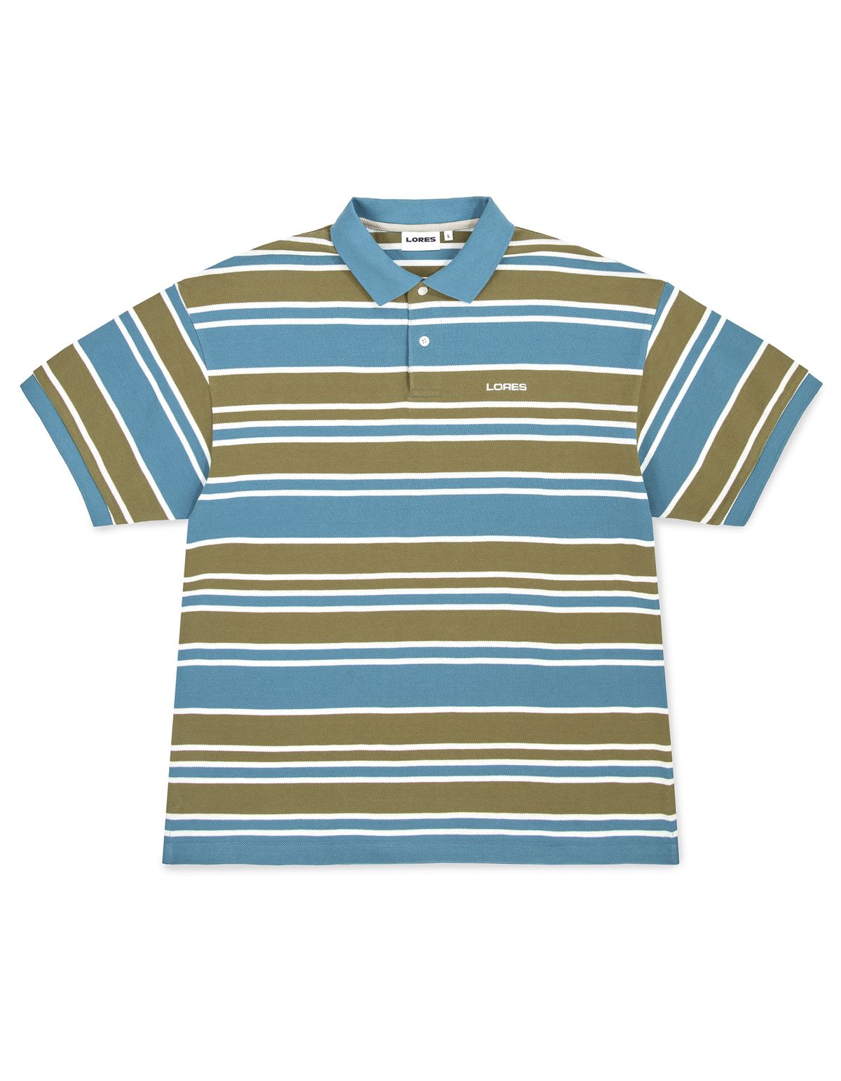 로어즈(LORES) Striped Cotton Pique Polo - Olive