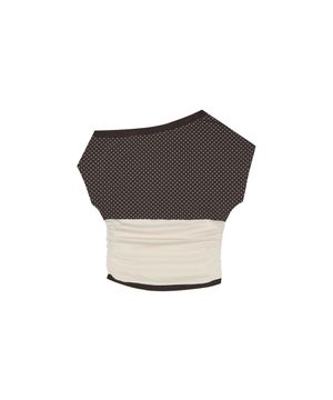 L17 DOT ONE-SHOULDER TOP(BROWN)
