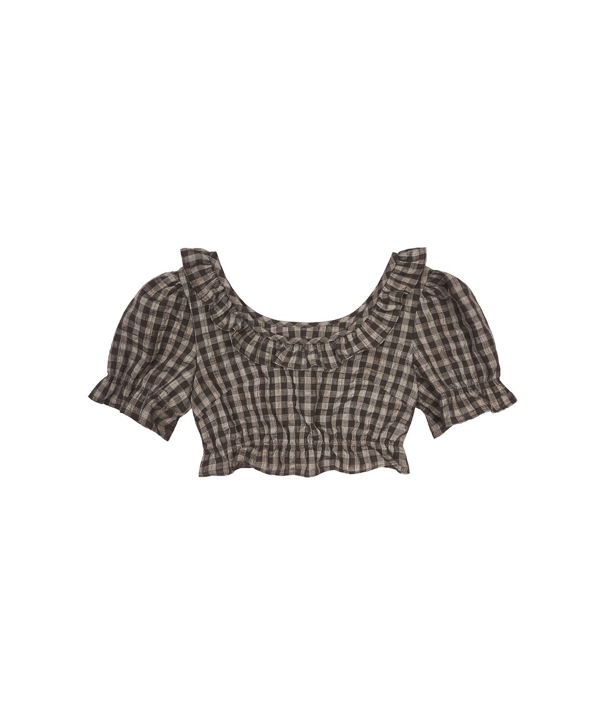 라티젠(LARTIGENT) L17 PUFF CROP BLOUSE(BROWN)