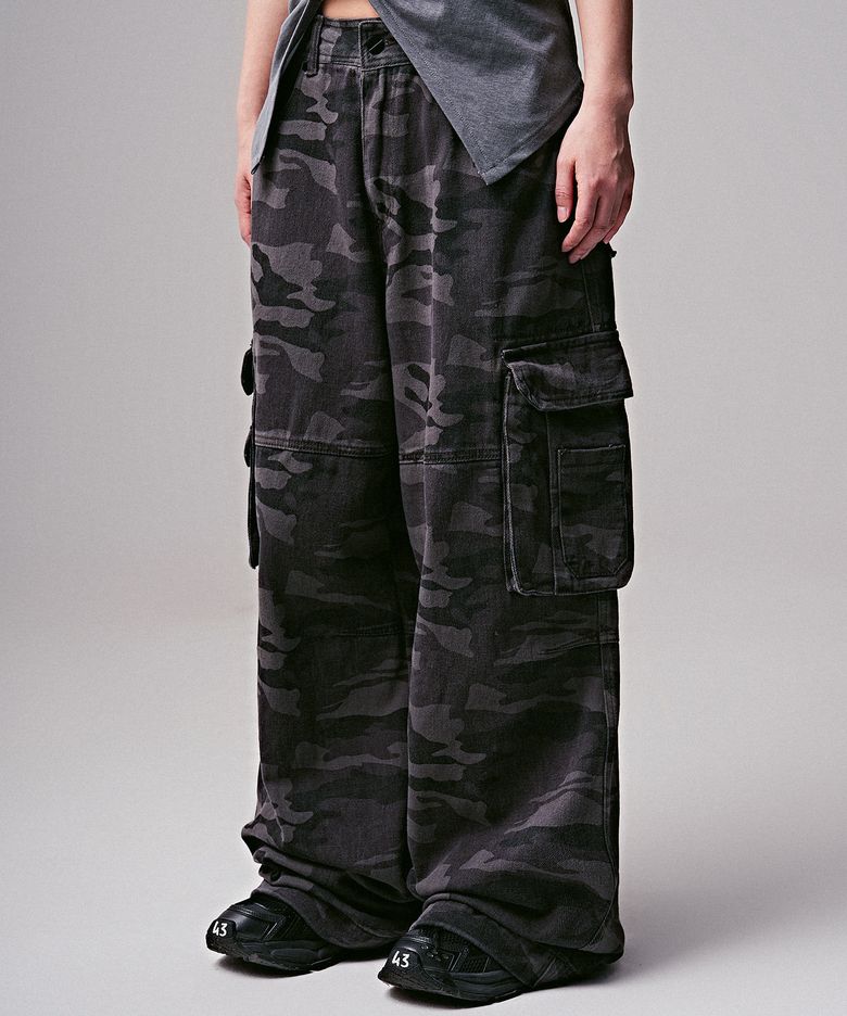 Army Wide Cargo Pants BLACK CAMO