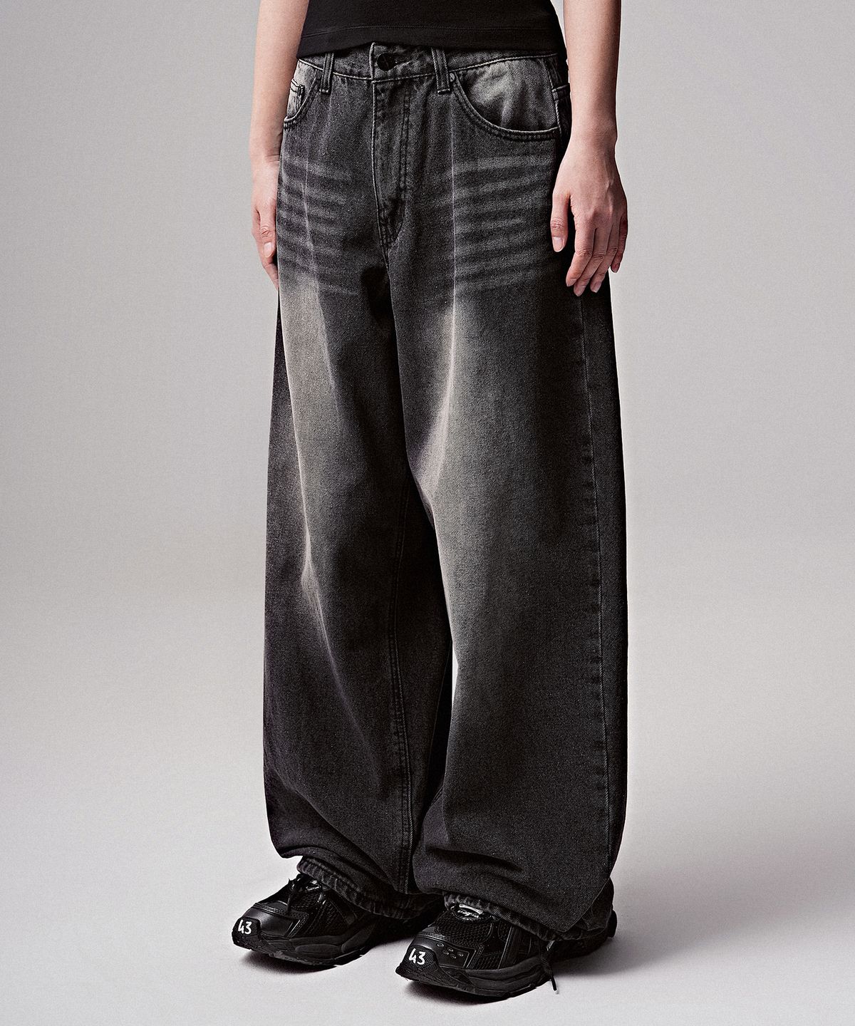젠더스트(ZENDUST) Les Wide Denim Pants BLACK