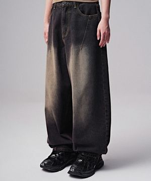 Par Tapered Dart Denim Pants BLACK