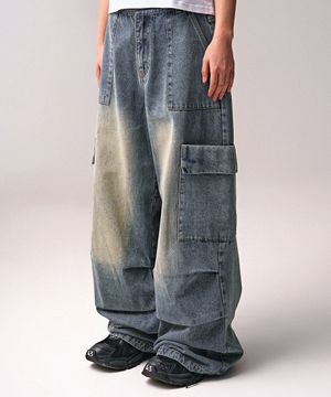 Var Pocket Wide Denim Pants BLUE