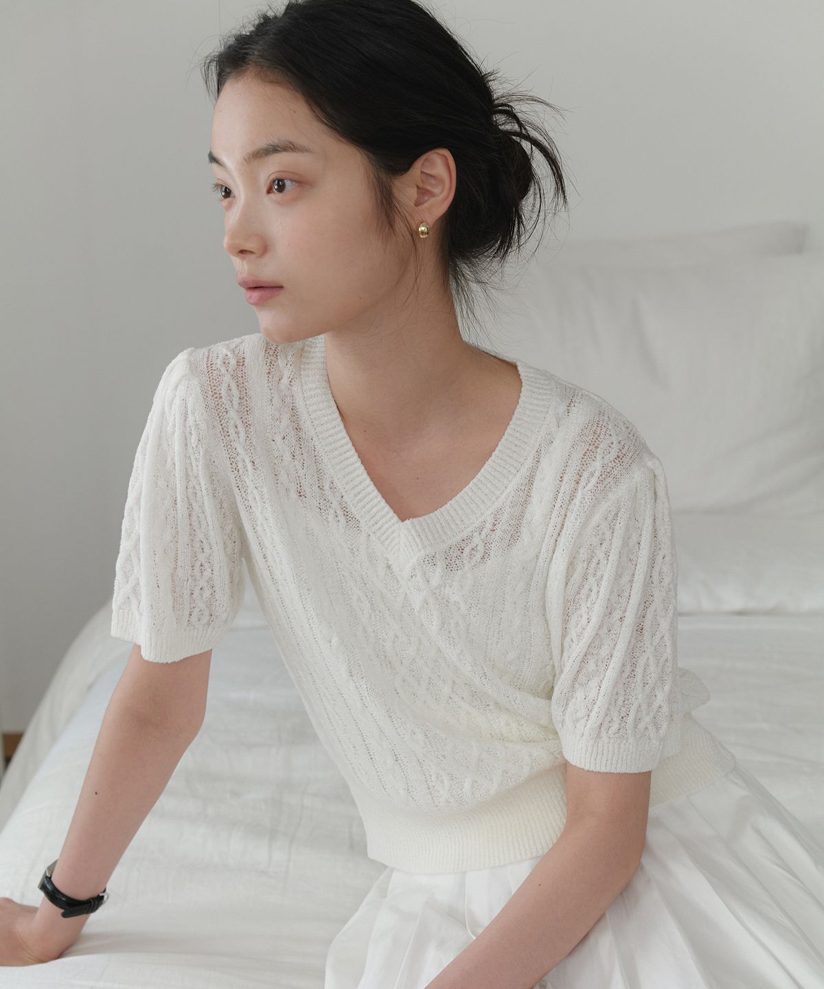 엽페(YUPPE) FISHERMAN PUFF KNIT_IVORY
