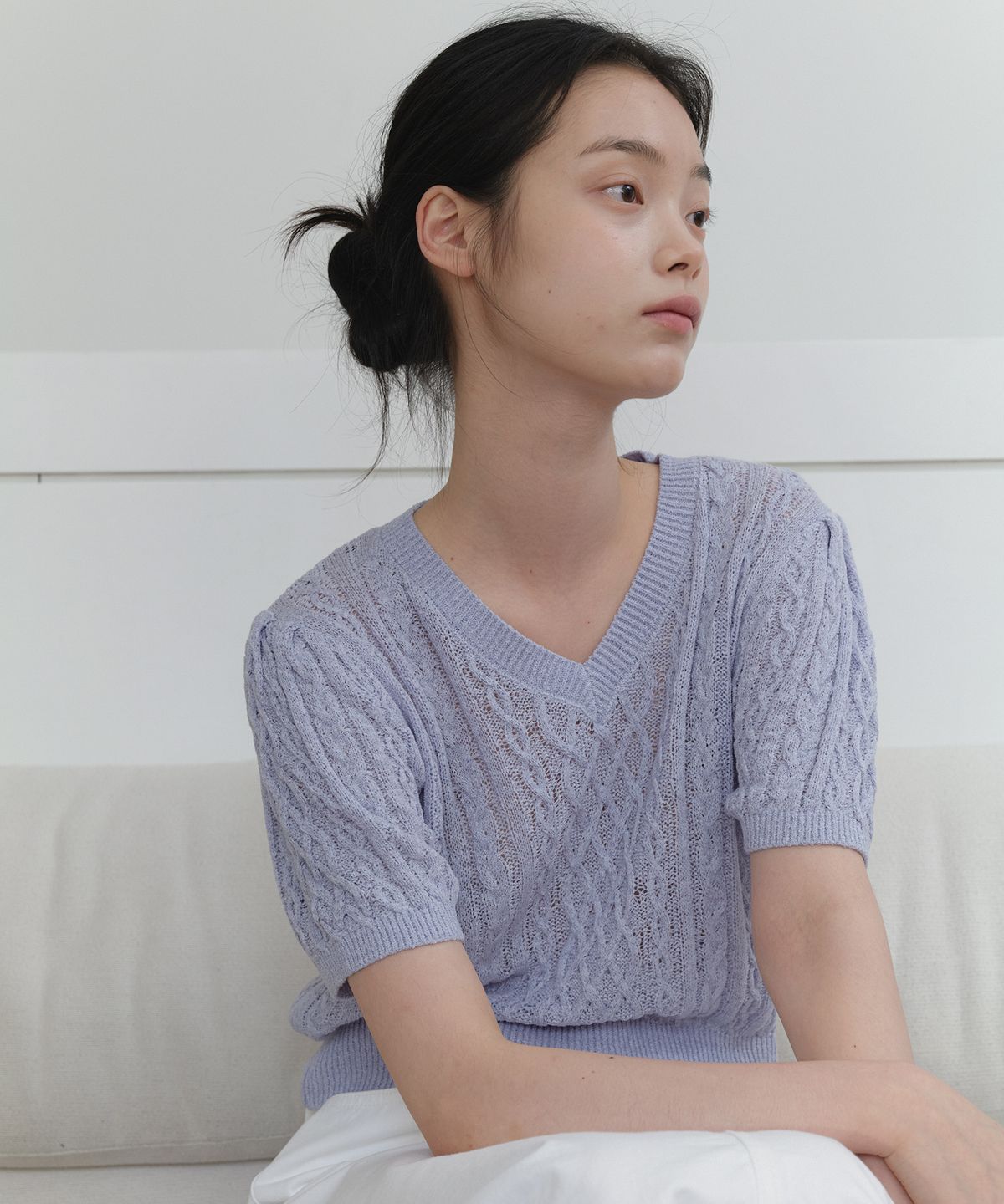 엽페(YUPPE) FISHERMAN PUFF KNIT_SKY BLUE