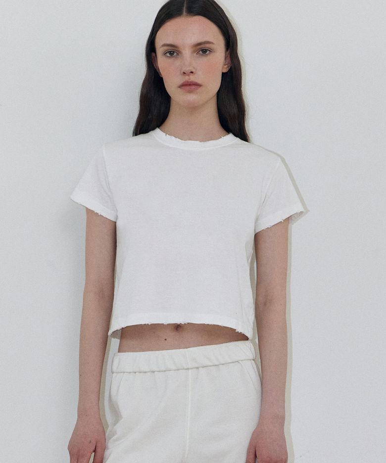 디스트레스트 워싱 티셔츠 (WHITE)