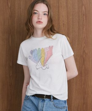 레인보우 드롭 스누피 티셔츠 (IVORY)