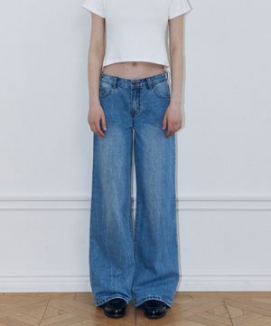 미드 라이즈 와이드 레그 진 (BLUE)
