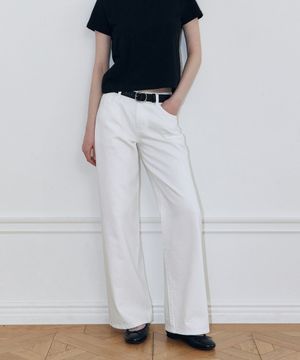 미드 라이즈 와이드 레그 진 (WHITE)
