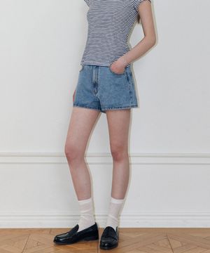 디스트레스드 데님 쇼츠 (BLUE)