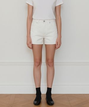 미드라이즈 데님 쇼츠 (WHITE)