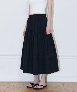 컷 밴드 프릴 스커트 (BLACK)