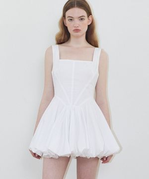 스퀘어 벌룬 미니 드레스 (WHITE)