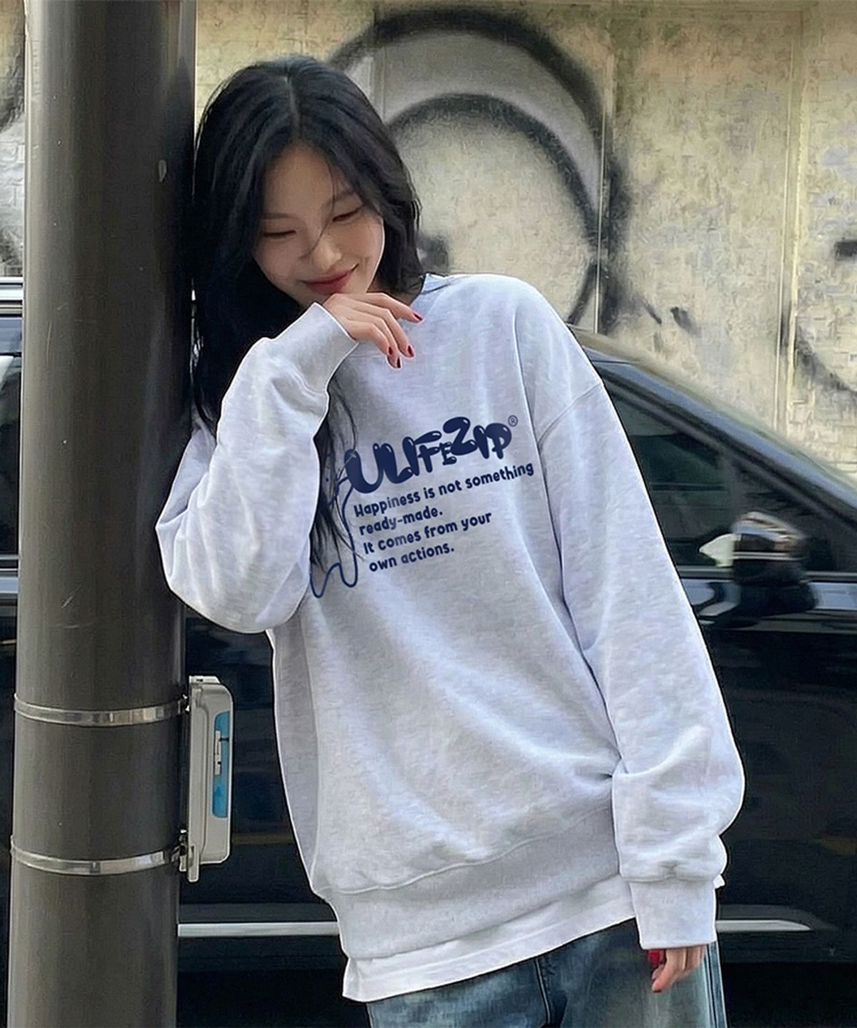 유라이프지(ULIFEZIP) 점프캣 오버핏 맨투맨 4 Color [ULZM_0018]