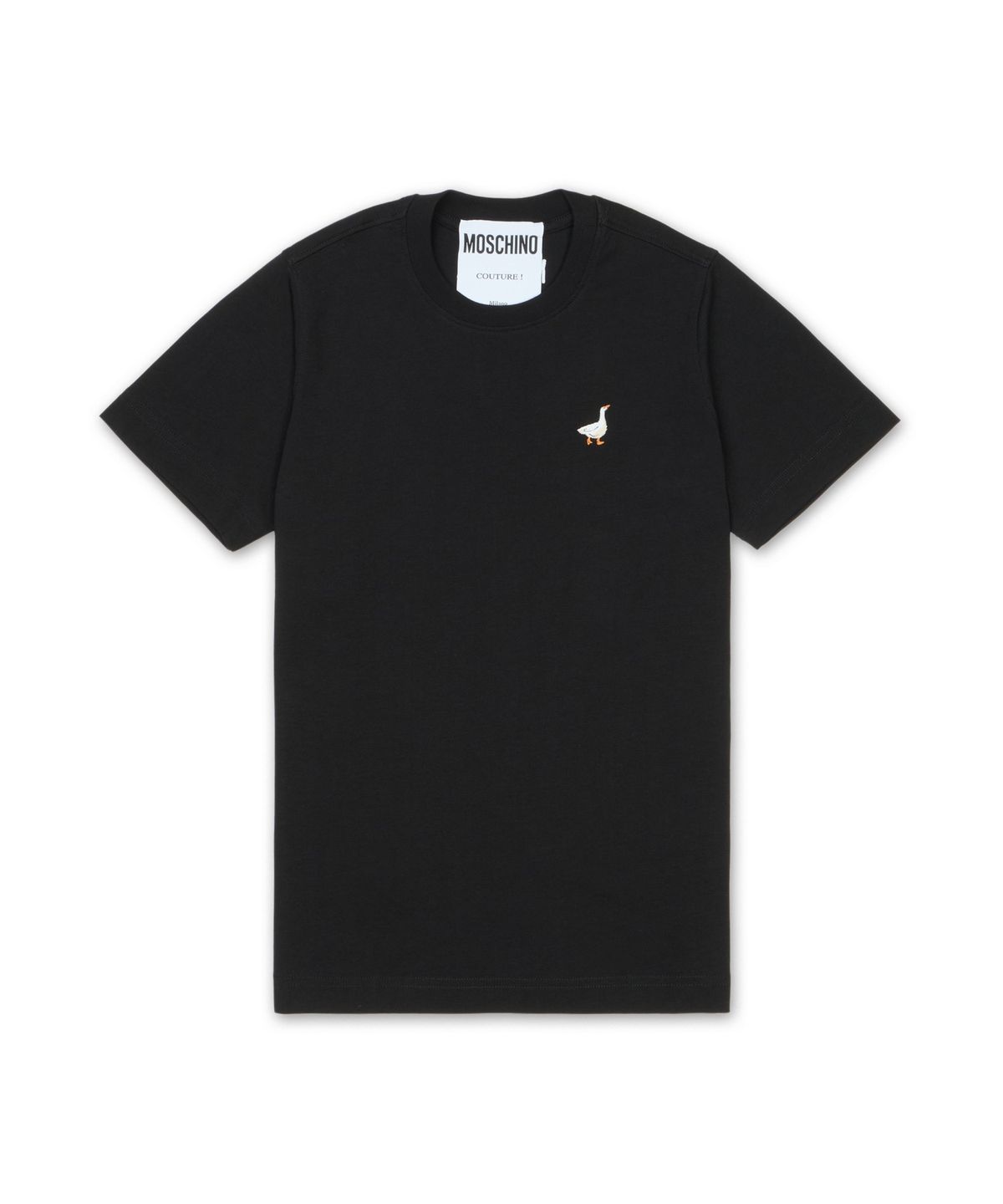 모스키노(MOSCHINO) 구스 자수 티셔츠 - 블랙 / AEF251EA071405413555