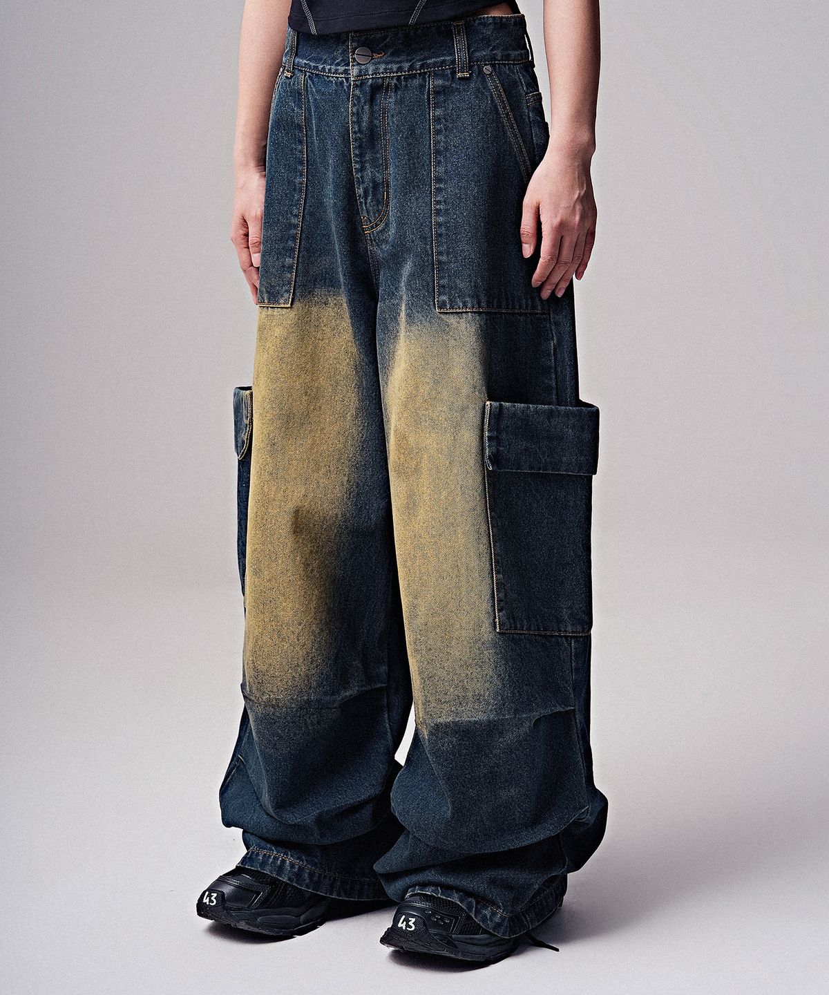 젠더스트(ZENDUST) Var Pocket Wide Denim Pants INDIGO