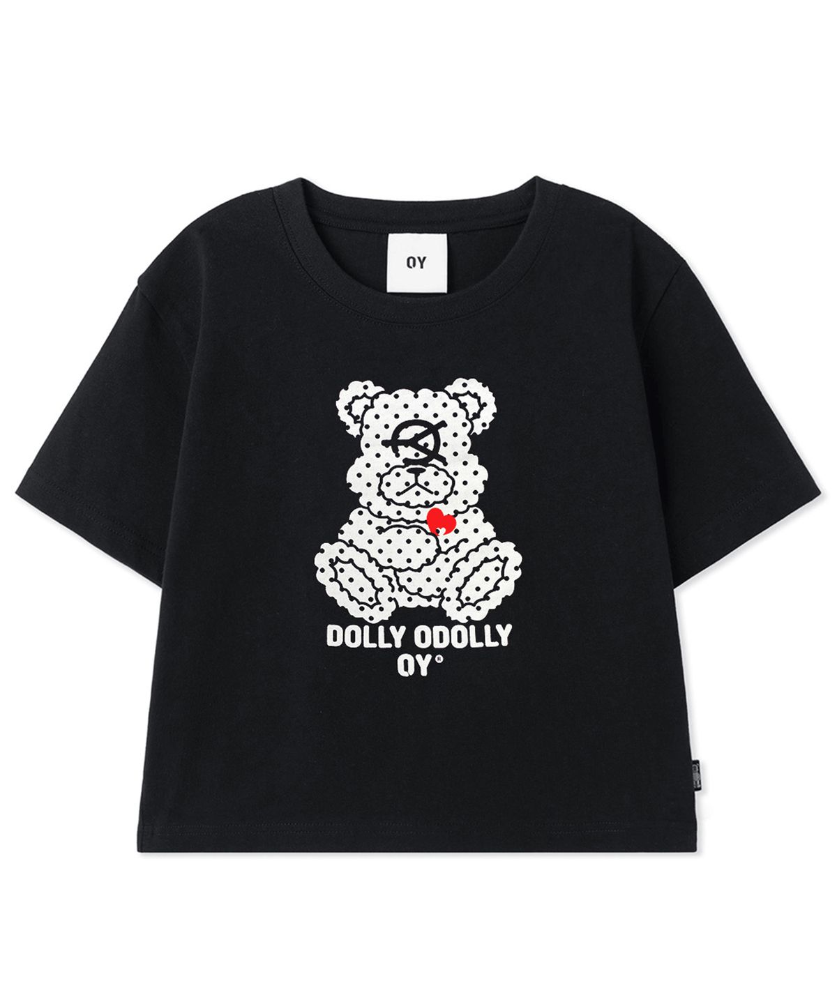 오픈야드(오와이)(OPENYARD(OY)) DOT DOLLY CROPPED TEE - BLACK