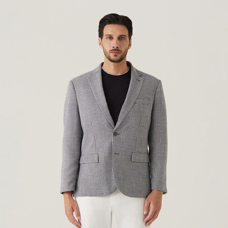 린넨 블랜드 패턴 자켓 네이비 (AM0FOZC20749)