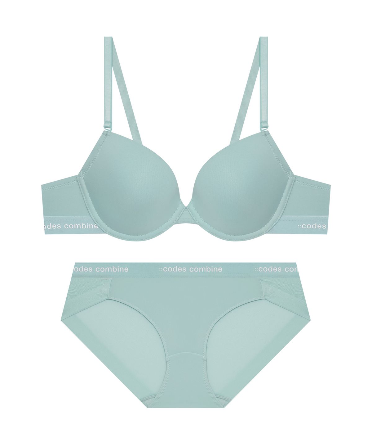 코데즈컴바인 이너웨어(CODES COMBINE INNERWEAR) [브라1+팬티2] 쉘론 톤온톤밴드 브라 햄팬티 세트_민트