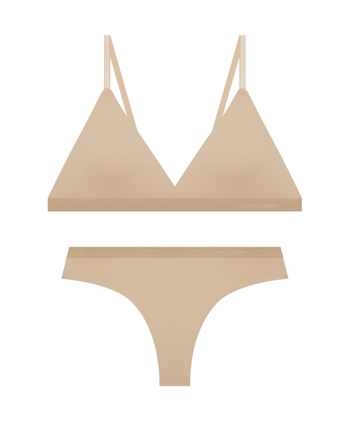 코데즈컴바인 이너웨어(CODES COMBINE INNERWEAR) 라이트 쉘론 브라렛 티팬티 세트 _스킨