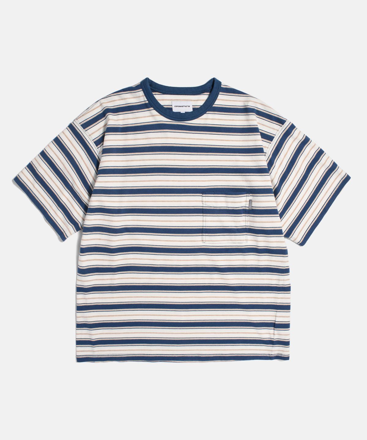 에스피오나지(ESPIONAGE) Multi Border Pocket Tee Blue