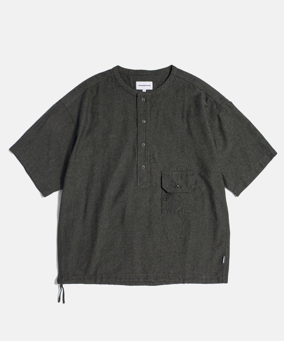 에스피오나지(ESPIONAGE) Cotton Ramie S/S Henley Shirt Charcoal