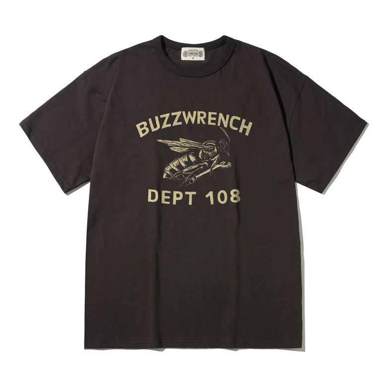 BUZZWRENCH DEPT108 버즈렌치 빈티지차콜 세미오버핏 티셔츠