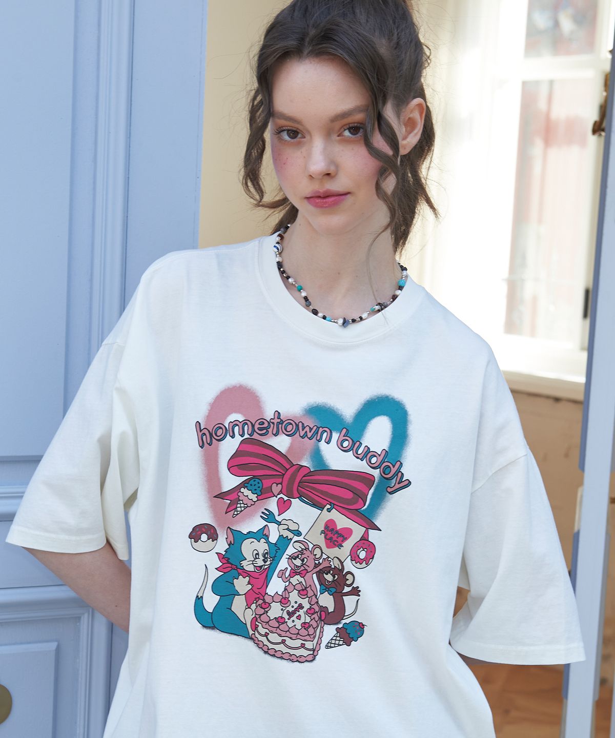 꼼파뇨(CPGN STUDIO) 홈타운버디 반팔티 스타화이트