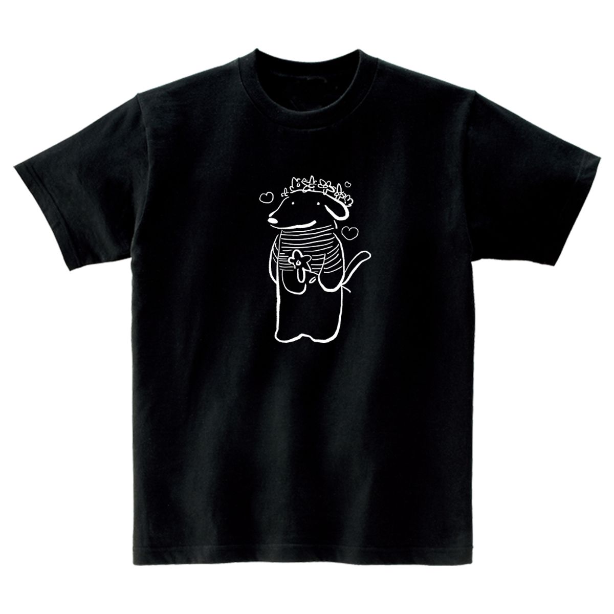 어썸어스(AWESOMEUS) Dog in a crown of flowers T-SHIRTS_4COLOR