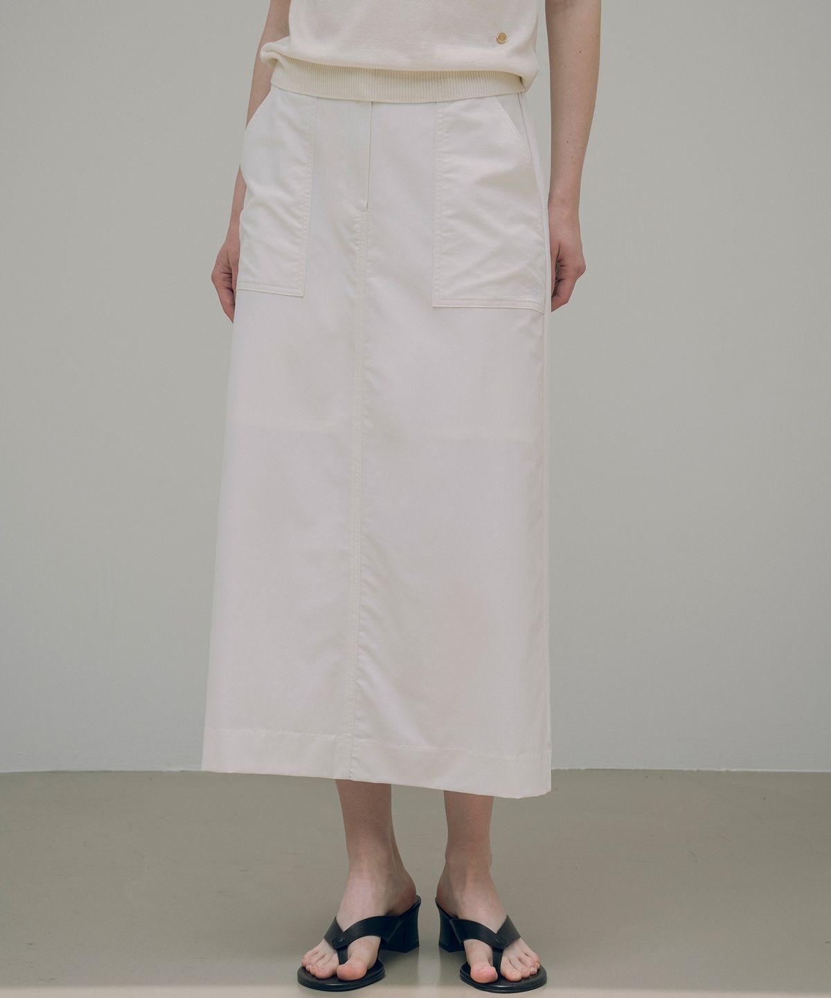 시야쥬(SIYAZU) SIST9035 나일론 반밴딩 스커트_Off-white