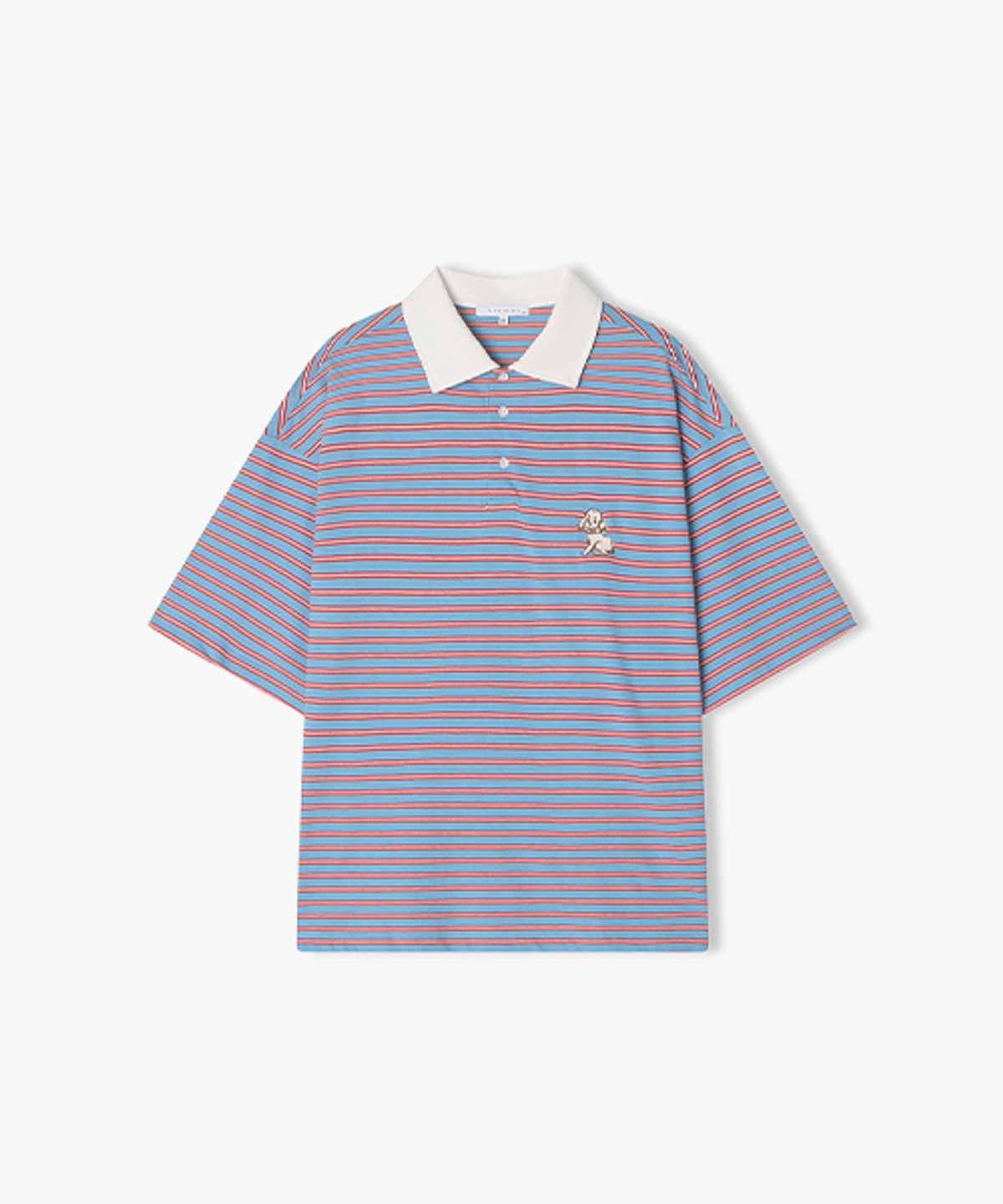 리버클래시(LIBERCLASSY) [25SS] LLB41502 블루 멀티 스트라이프 칼라 하프 티셔츠
