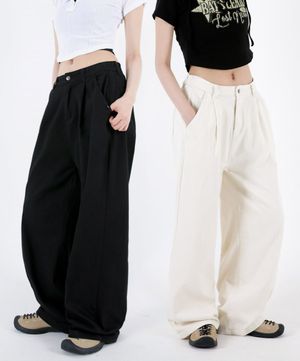 여자 핀턱뒷밴딩 와이드스판팬츠 3COLOR