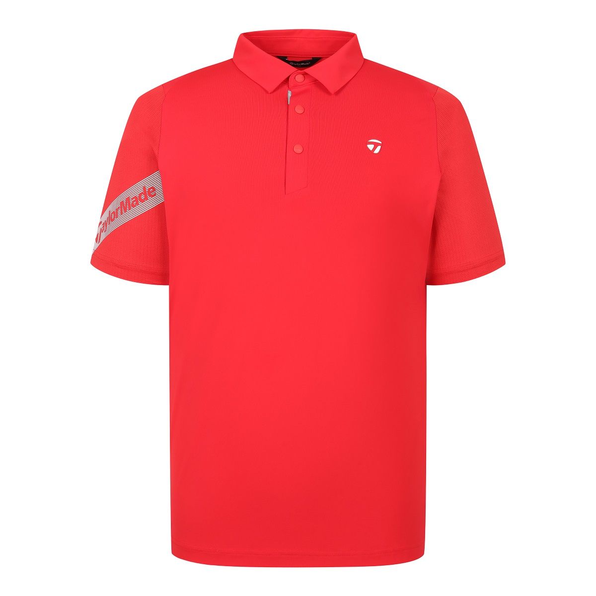 테일러메이드 어패럴(TAYLORMADE APPAREL) 남성 빅레터링 비대칭 소매 카라 반팔 티셔츠 T8031TO2243-500