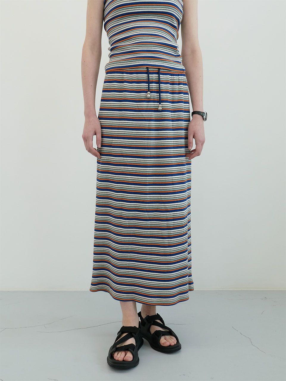 [ENZO BLUES] ストライプロングスカート MUSINSA公式 | ENZO BLUES Striped Long Skirt (Multi Stripe)